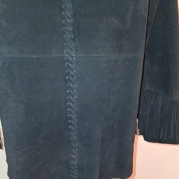 Denim&Co Black Suede Leather Fringe Blazer - Picture 9 of 10